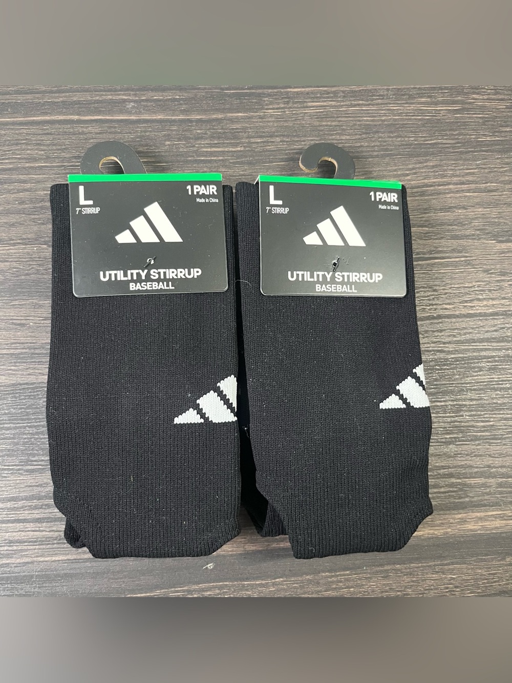 adidas Black Stirrup Baseball Socks with White Logo - med- Large
